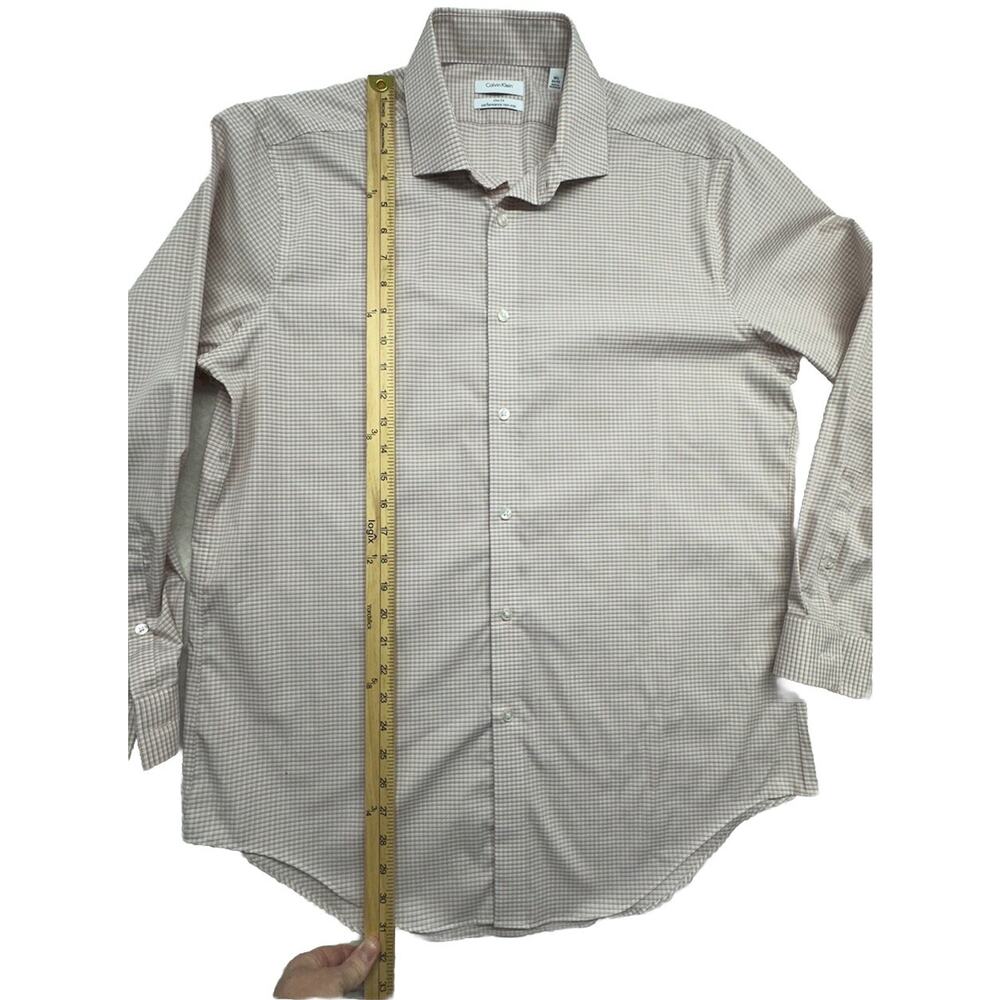 Calvin Klein Shirt Mens Slim Fit Performance No Iron Long Sleeve 16.5 34 35 - Picture 4 of 9